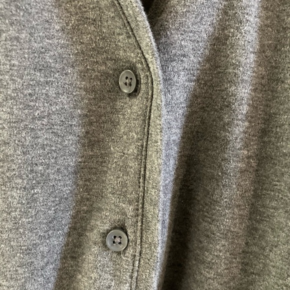 Lands End Grey jersey button up cardigan 2 front pockets Size 14-16 60% cotton - Picture 3 of 6
